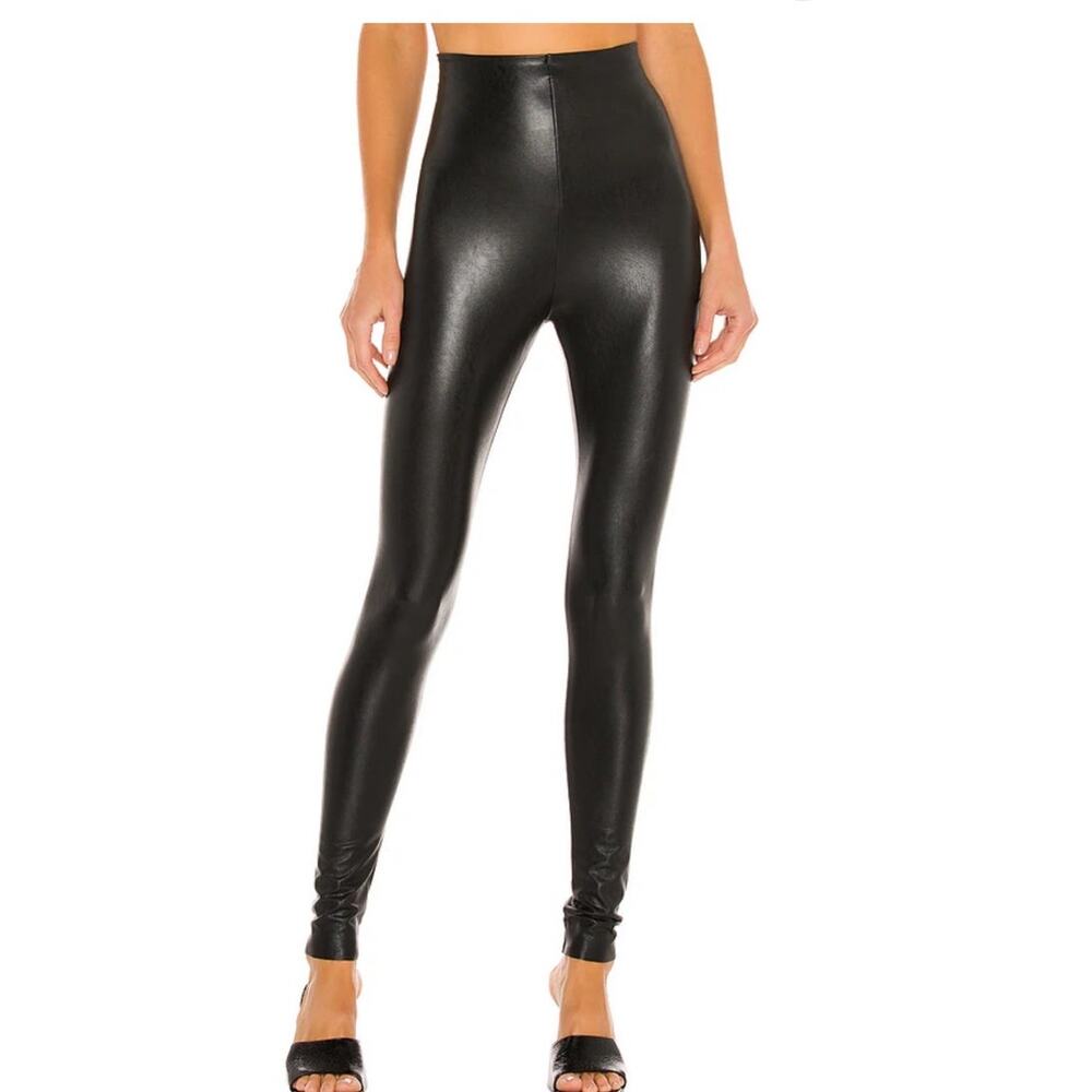 Commando Faux Leather Black Patent Leggings Size Small Compression Shiny
